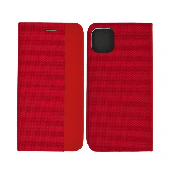 Θήκη Book Ancus Magnetic Canvas για Apple iPhone 11 Pro Max TPU Κόκκινη 26408