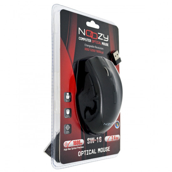 Ασύρματο Ποντίκι Noozy SW-16 USB 6D 2.4GHz με 6 Πλήκτρα και 1600DPI Μαύρο 28720