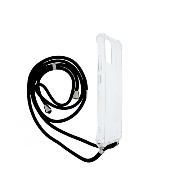 Θήκη Ancus Crossbody για Samsung A02 A022F A02s A025F Διάφανη με Κορδόνι Μαύρο 30912