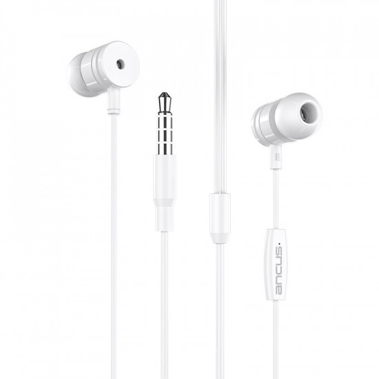 Hands Free Ancus Harmony MD44 in-Earbud Stereo 3.5mm Λευκό με Μικρόφωνο και Πλήκτρο Λειτουργίας 1,2μ 34144