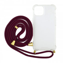 Θήκη Ancus Crossbody για Apple iPhone 14 Plus Διάφανη με Κορδόνι Μπορντώ 38643