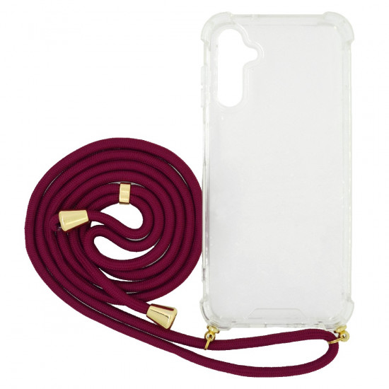 Θήκη Ancus Crossbody για Samsung A14 A146B A145F με Κορδόνι Μπορντώ 38989