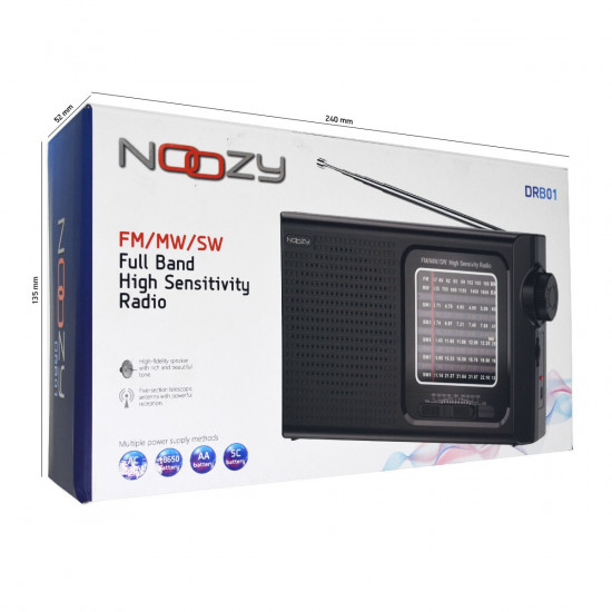 Φορητό Ραδιόφωνο Noozy DRB01 FM/MW/SW Λειτουργεί με Τροφοδοσία Ρεύματος  ή Μπαταρία Υποστηρίζει Φόρτιση Μπαταριών 39605