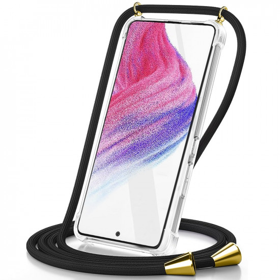 Θήκη Ancus Crossbody για Samsung SM-A356 Galaxy A35 5G Διάφανη με Κορδόνι Μαύρη 44980