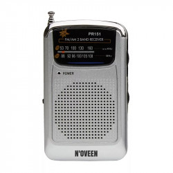 Φορητό Ραδιόφωνο N'oveen PR151  AM/FM, με Hands Free 3.5mm,με Λειτουργία  Μπαταρίας 2 x 1,5V AAA  Ασημί 32362