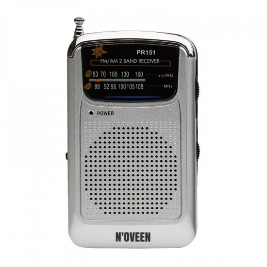 Φορητό Ραδιόφωνο N'oveen PR151  AM/FM, με Hands Free 3.5mm,με Λειτουργία  Μπαταρίας 2 x 1,5V AAA  Ασημί 32362