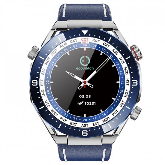 Smartwatch Maxcom Ecowatch 1 1.52” 400mAh IP67 Μπλε με Silicon PU Leather και Metal Band 40835