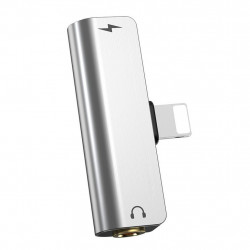 Αντάπτορας Hoco LS25 από Lightning σε 3.5mm και Lightning 2.0A Ασημί για Φόρτιση και Ήχο 25087