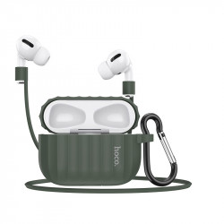 Θήκη Hoco WB20 Fenix Liquid Silicone Protective Σκούρο Πράσινο για Airpods Pro με Λουράκι 27371