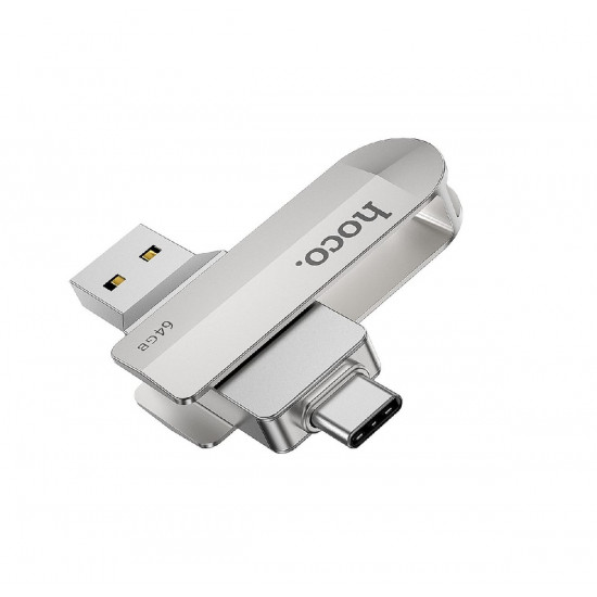 Flash Drive Hoco UD10 2 in 1 32GB USB-A 3.0 και USB-C Συμβατό με Windows Mac Linux και Android Ασημί 39653