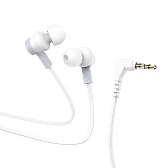 Hands Free Hoco M86 Oceanic Universal Earphones Deep Bass Stereo με 3.5mm Γωνιακό Κονέκτορα Λευκό 1.2m 41135