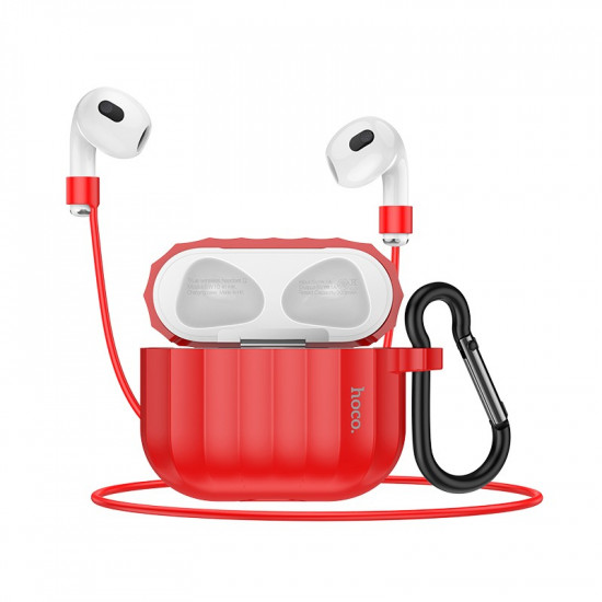 Θήκη Hoco WB22 Glory Series Silicone Protective Case Κόκκινο για AirPods 2021 (3ης γενιάς) με Γάντζο 35903