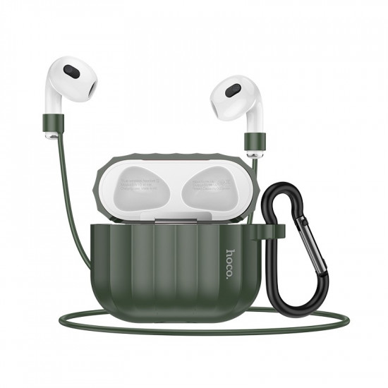 Θήκη Hoco WB22 Glory Series Silicone Protective Case Σκούρο Πράσινο για AirPods 2021 (3ης γενιάς) με Γάντζο 35901