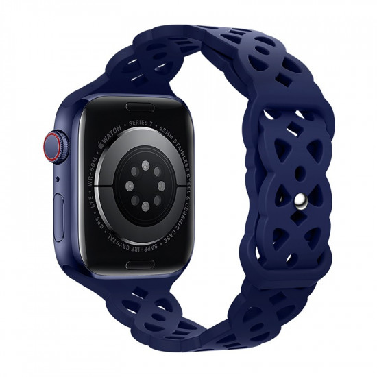 Watchband Hoco WA09 Flexible Rhombus Hollow 42/44/45/49mm για Apple Watch 1/2/3/4/5/6/7/8/SE/Ultra Dark Blue Silicon Band 38264