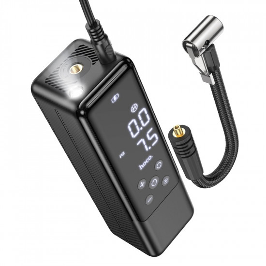Smart Air Pump Hoco ZP5 May 3.5 bar Πίεση Αέρα με 4 Τρόπους Λειτουργίας Led Ένδειξη και Φακό 3μ Καλώδιο Μαύρο 40433