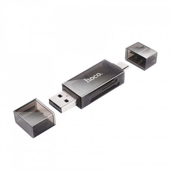 Αναγνώστης Κάρτας Μνήμης Hoco. DHD01 USB 2.0  και USB-C σε SD Κάρτα 480Mbps με 2TB Μέγιστη Χωρητικότητα Μαύρο 45855