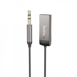 Bluetooth Audio Receiver Hoco E78 Benefit v5.3 USB and 3.5mm με Ενσωματωμένο Μικρόφωνο και Καλώδιο Σπιράλ έως 120cm Γκρι 41077