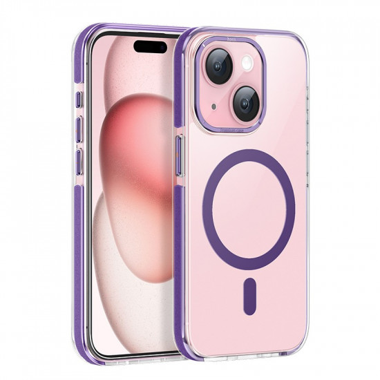 Θήκη Hoco Magnetic Premium Series Anti-Drop Magnetic Mag-charge για Apple iPhone 15 Διάφανη Μωβ 40567