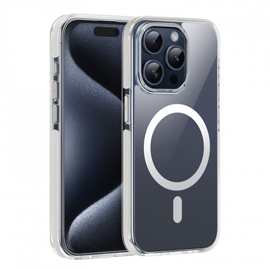 Θήκη Hoco Magnetic Premium Series AS6 Anti-Drop Magnetic Mag-charge για Apple iPhone 15 Pro Διάφανη Γκρι 40560