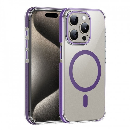 Θήκη Hoco Magnetic Premium Series Anti-Drop Magnetic Mag-charge για Apple iPhone 15 Pro Διάφανη Μωβ 40561