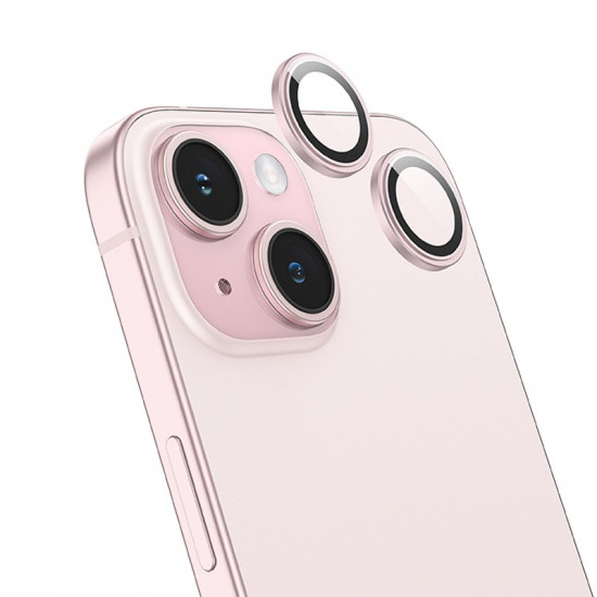 Προστασία Κάμερας Hoco 3D Metal V14 για Apple iPhone 15 / 15 Plus Ροζ 40472