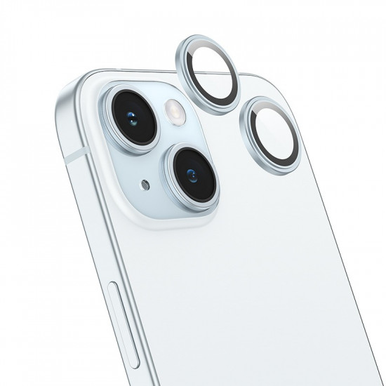 Προστασία Κάμερας Hoco 3D Metal V14 για Apple iPhone 15 / 15 Plus Γαλάζιο 40473