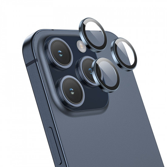 Προστασία Κάμερας Hoco 3D Metal V14 για Apple iPhone 15 Pro 15 Pro Max 16 Pro 16 Pro Max Dark Blue 40470