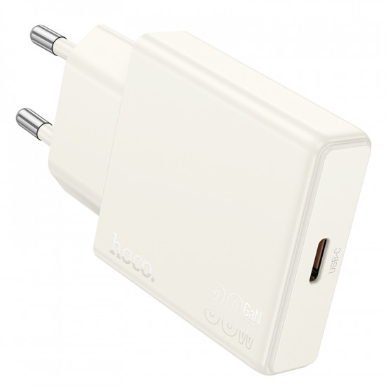 Φορτιστής Ταξιδίου Hoco N44 Biscuit Ultra Thin USB-C PD30W Fast Charge Moonlight White 45664