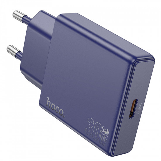Φορτιστής Ταξιδίου Hoco N44 Biscuit Ultra Thin USB-C PD30W QC3.0A Fast Charge GaN Tech Titanium Blue 45675