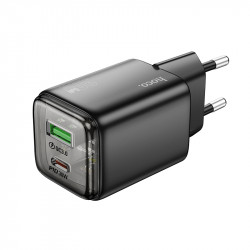 Φορτιστής Ταξιδίου Small Size Hoco N53 Monsoon PD30W QC3.0A GaN με 2 Εξόδους Φόρτισης 1xUSB-A και 1xUSB-C Μαύρος 45665