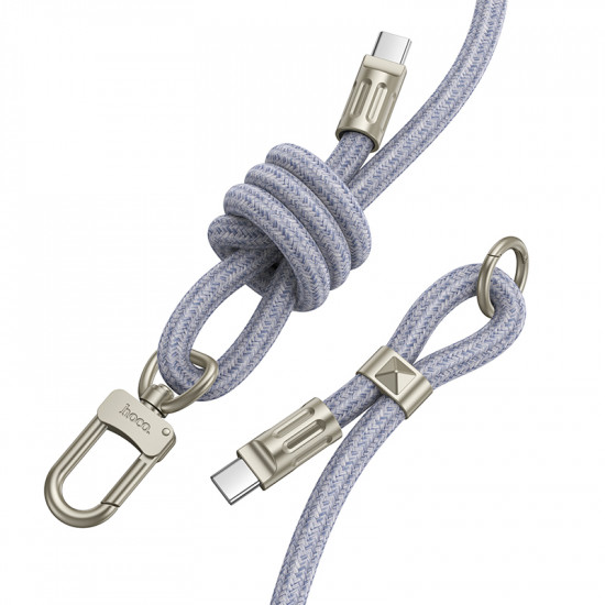 Καλώδιο Φόρτισης/Λουράκι Λαιμού Hoco GH7 USB-C σε USB-C  60W 3A Braided Μπλέ 1.8m 45698