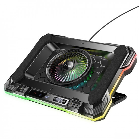 Laptop Cooler Hoco. DH20 Μαύρο RGB με Ανεμιστήρακι 2200Rpm και Stand Κινητού για Φορητούς Υπολογιστές έως 19