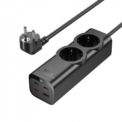 Επιτραπέζιος Φορτιστής Hoco NS10 Wisdom 4000W με 2xΣούκο + 3xUSB-C + 1xUSB-A PD65W με Καλώδιο 2m Μαύρος 46121
