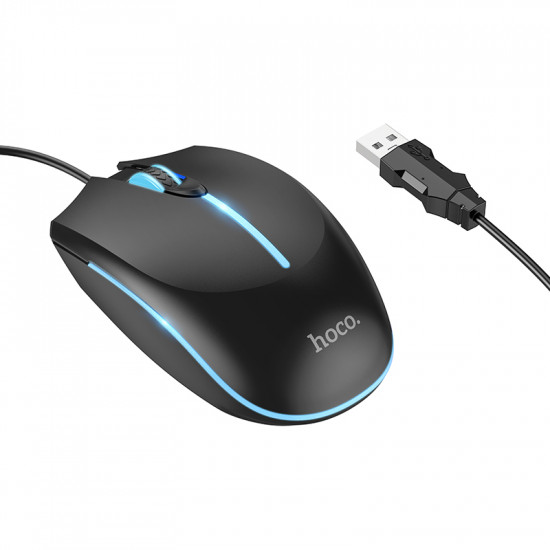 Ενσύρματο Ποντίκι Gaming Hoco GM37 Wonderful με 4  Πλήκτρα, Φωτισμό, 2400 DPI Μαύρο 46515