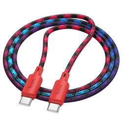 Καλώδιο Hoco X116 Meridian USB-C σε USB-C 60W 3A Braided Πολύχρωμο Κόκκινο 1m 47721