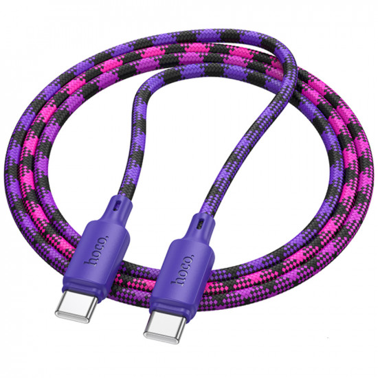 Καλώδιο Hoco X116 Meridian USB-C σε USB-C 60W 3A Braided Πολύχρωμο Μωβ 1m 47722