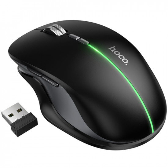 Ασύρματο Επαναφορτιζόμενο Ποντίκι Hoco GM40 Dixon RGB Wireless 2.4GHz Bluetooth 5.0 με 7  Πλήκτρα 1600 DPI Μαύρο 47661