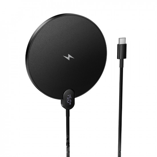 Ασύρματος Φορτιστής Hoco CW62 Peak PD15W Ultra-thin με Ψηφιακή Ένδειξη Φόρτισης 1.2m Μαύρος 47629