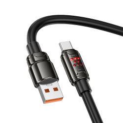 Καλώδιο Hoco U143 Joy USB-A σε USB-C Fast Charging 5A με Zinc Alloy Κονέκτορες RGB Φωτισμό και Ενισχυμένο PVC Anti-bend Καλώδιο Μαύρο 1.2m 50290