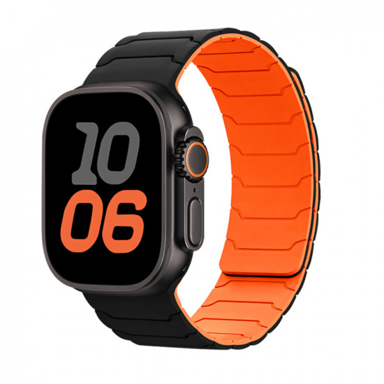 Watchband Hoco WA39 Flex Series 44/45/46/49mm Silicon Strap για Apple Watch series 1/2/3/4/5/6/7/8/9/se/ultra1/ultra2 Μαύρο με Πορτοκαλί 50210