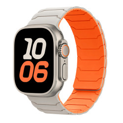 Watchband Hoco WA39 Flex Series 38/40/41/42mm Silicon Strap για Apple Watch series 1/2/3/4/5/6/7/8/9/SE/SE2 Μπέζ με Πορτοκαλί 50208