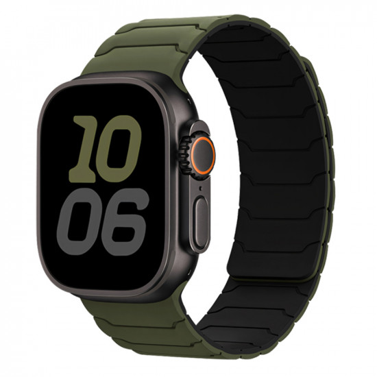 Watchband Hoco WA39 Flex Series 44/45/46/49mm Silicon Strap για Apple Watch series 1/2/3/4/5/6/7/8/9/se/ultra1/ultra2 Χακί με Μαύρο 50213