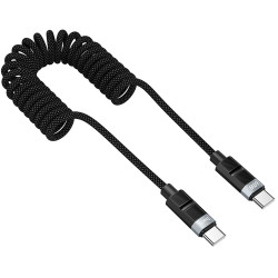 Καλώδιο Hoco. DU59 Bamboo USB-C σε USB-C 60W Spring Braided Μαύρο 1.5m 47137