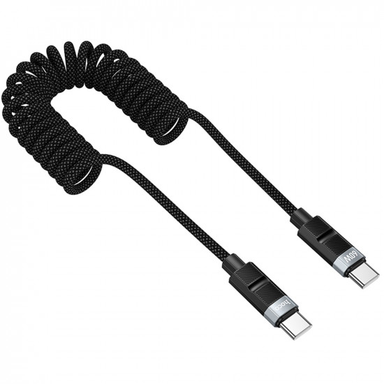 Καλώδιο Hoco. DU59 Bamboo USB-C σε USB-C 60W Spring Braided Μαύρο 1.5m 47137