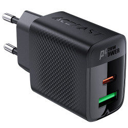 Φορτιστής Ταξιδίου Acefast A78 Fast Charging 1xUSB-C 1xUSB-A PD20W QC3.0 GaN Μαύρος 47060