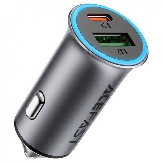 Φορτιστής Αυτοκινήτου Acefast B16 1xUSB-C 1xUSB-A PD95W QC3.0 Αλουμινένιος με Φωτισμό Γκρι 49570