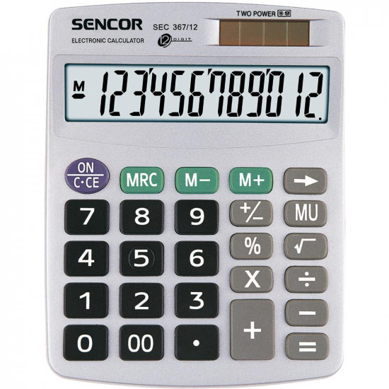 Αριθμομηχανή Dual 12 ψηφίων LCD Display Sencor SEC 367/12 Γκρι 41345