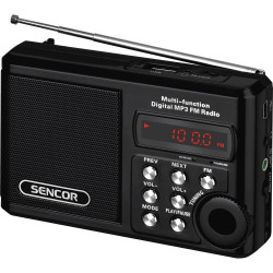 Φορητό Ραδιόφωνο FM/ZW/SW με USB, Micro SD, MP3, 3,5mm 2W Sencor SRD 215 B Μαύρο 41438