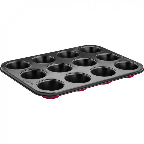 Φόρμα Ζαχαροπλαστικής για 12 Muffins Αντικολλητική 35,5x26,5cm Lamart LT3072 Κόκκινη 43057