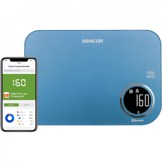 Ζυγαριά Κουζίνας 5kg Sencor SKS 7072BL LCD Οθόνη με Bluetooth και Εφαρμογή Κινητού Μπλε 42254